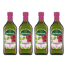 OLITALIA 奧利塔 葡萄籽油, 高含量Omega-6不飽和脂肪酸，富含花青素(OPC)，油品穩定，耐高溫且低油煙, 1L, 4瓶