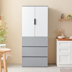 아이캔컴퍼니 냉장고형 광폭 800 팬트리장 하부서랍셋 방문설치, 투톤 그레이