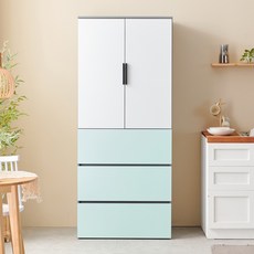 아이캔컴퍼니 냉장고형 광폭 800 팬트리장 하부서랍셋 방문설치, 투톤민트