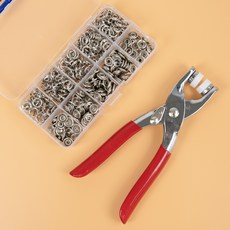 Kkong Sso 多功能按扣鉗 + 100個鈕扣 + 收納盒套組, 1套, 銀色(鈕扣)