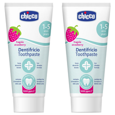 chicco 兒童木醣醇含氟牙膏 水果草莓, 50ml, 2條
