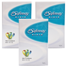 Safeway 繽紛混合型保險套 52mm, 12入, 3盒
