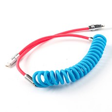 Hobbyspace 線圈彈簧 C to Apple 8-pin 高速充電線, 藍粉色, 1個, 65cm