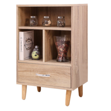 BuyJM 台灣製低甲醛三格單抽屜實木腳收納櫃 - 寬48.5x深30.5x高75.8公分 漂流木紋, 1個