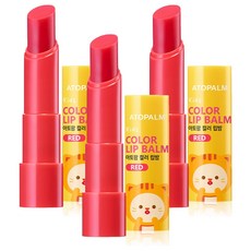 ATOPALM 愛多康 彩色護唇膏 兒童化妝品 3.3g, 紅色, 3個