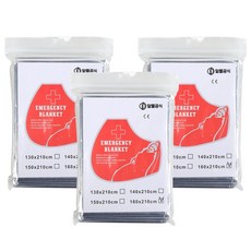 알뜰공식 비상용 보온 은박 담요 대 160 x 210 cm, 실버, 3개