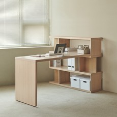 포더홈 퓨리 1200 책상 + 3단 책장 방문설치, 내추럴