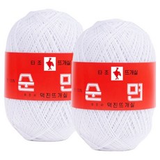 타조 구정 순면 30수 뜨개실, 101 화이트, 2개