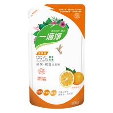 一滴淨 蘆薈多酚食品用洗潔精補充包 柑橘, 800g, 1包