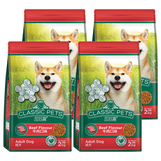 CLASSIC PETS 加好寶 成犬乾狗糧 2kg 含Omega 6和鋅, 牛肉口味, 4袋