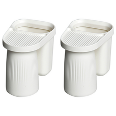 hillo Easy 優質牙刷漱口杯架 1孔 + 杯, 白色, 2套