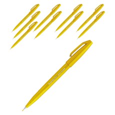 Pentel 飛龍文具 筆刷式簽字筆 SES15C-G, 10個, 黃色