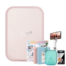 佳能Inspic P2迷你照片打印機玫瑰金+禮盒隨機發貨+相紙50p+硬殼+自拍杆隨機發貨+迷你相冊隨機發貨旅行套組, PP1003A
