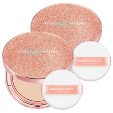 makeup helper Art系列長效持久蜜粉餅 Rose Glitter款 25g, 23 Natural Beige, 2個