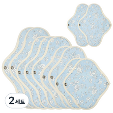 韋斯萊棉衛生巾專用套裝藍花, 迷你小型+小型+中型+大型, 11片, 2組