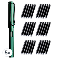 B2WIN 書法筆 + 墨水 30入組, 5個, 綠色(筆), 黑色(墨水)