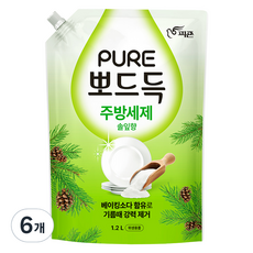 피죤퓨어 뽀드득 주방세제 솔잎향, 1.2L, 6개