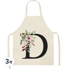 알파벳 이니셜 앞치마 68 x 55 cm, D, 3개