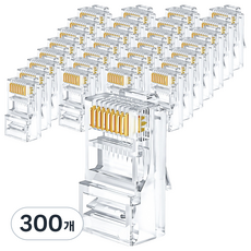 iN NETWORK CAT.5E UTP 網路線 製作專用 RJ45 8P8C 插頭 IN-8P8C5, 透明, 300個, 22.5mm