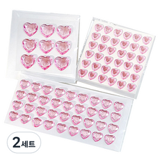 Dong-A PMS 愛心水鑽貼紙 大 + 中 + 小 組合, 粉紅色, 2套