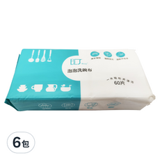 保立潔 洗碗精濕紙巾 單張20 x 20cm 單包 5.5 x 10.5 x 20.5cm, 60張, 6包