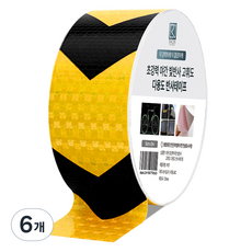 Laon 超強力夜間反光高亮度多用途膠帶, 黃黑色, 6個