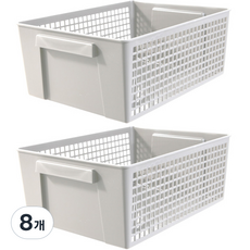 inomata HICKIES 廚房 浴室 多用途整理收納盒, 白色, L(285 x 212 x 115 mm), 8個