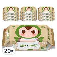 순둥이 그린 에디션 물티슈 리필형, 55g, 80매, 20세트