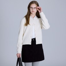 베이직하우스 여성용 여케이블 크롭 가디건