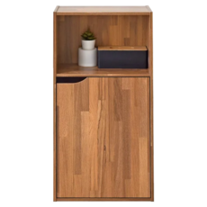 HOPMA 合馬家具 日式單門三層櫃, 超大深度, 輕鬆整理收納, 拼版柚木, 40 x 24 x 79.5cm