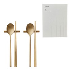 오덴세 테누토 한식기 수저 2인조 세트, 골드사틴, 숟가락 2p + 젓가락 2벌 + 받침대 2p, 1세트