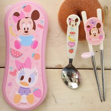 Disney 迪士尼 米妮不鏽鋼學習筷餐具組, 粉色, 1組