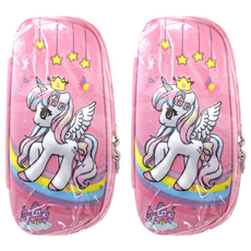 Timo 防潑水布面EVA硬殼 鉛筆盒 225 x 100 x 50mm 110g, 獨角獸, 2個