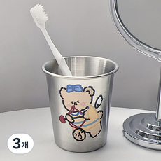 몬드스팟 귀여운 곰돌이 스텐304 욕실 양치컵 YY57885, B, 3개