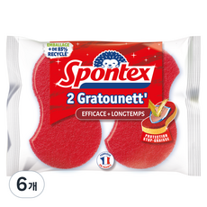 스폰텍스 GRATOUNETT 스크럽 스펀지 미니 사이즈, 6개, 2개입