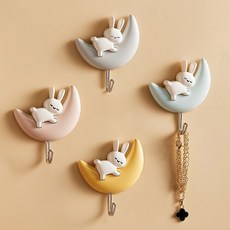 엘빈리빙 달토끼 벽걸이 후크 4종 x 2p 세트, 핑크, 옐로우, 그레이, 스카이, 1개