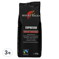 마운트하겐 유기농 디카페인 그라운드 분쇄원두, 에스프레소, 250g, 3개