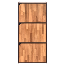 HOPMA 合馬家具 斯麥三門收納櫃, 41.5 x 30 x 89.5cm, 黑胡桃配拼版柚木