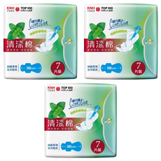 康乃馨 清涼棉衛生棉, 夜用超長型, 7片, 3包