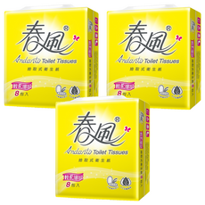 春風 輕柔細緻抽取式衛生紙 雙層, 8包, 3袋