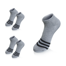 COMPRO 男款 V-Track 運動短筒緩衝襪組, 灰色 + 黑色