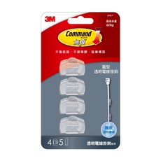 3M Command 無痕 圓型電線掛鉤 37017 4個, 透明色, 1組