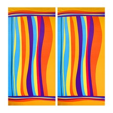 度假Best柔軟大型海灘巾, 波浪彩虹, 2個