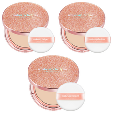 makeup helper Art系列長效持久蜜粉餅 Rose Glitter款 25g, 23 Natural Beige, 3個