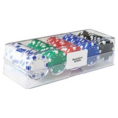 보아미 포커칩 100p + 아크릴 케이스 세트, 레드, 화이트, 블루, 그린, 블랙, 1세트