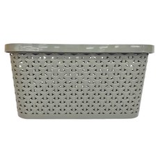 GINII 基尼 北歐編織系列收納籃 附蓋 長方高 莫蘭迪綠, 1個