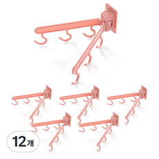 알럽홈 회전 욕실 주방 벽 후크, 핑크, 12개