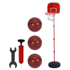 可升降籃球架 附3顆籃球 165cm 6歲以上, 1個, 紅色