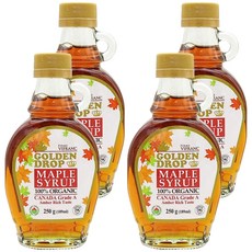 골든드롭 100% 유기농 캐나다 A등급 앰버리치 메이플 시럽, 189ml, 4개