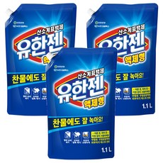 유한젠 산소계표백제 액체형, 1.1L, 3개